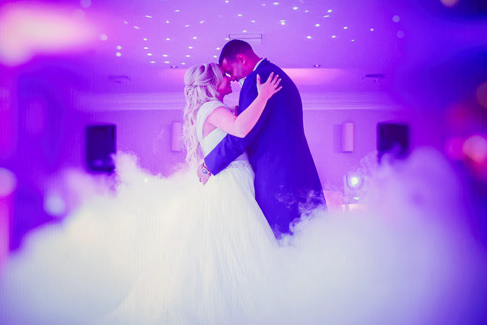 Dancing on clouds dry ice first dance effect at Hogarths Stone Manor, Worcestershire